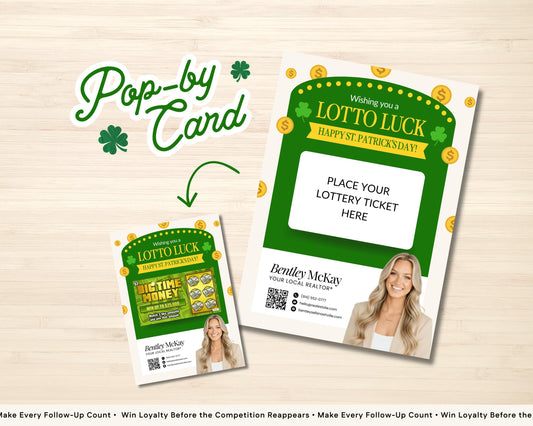 St. Patrick's Day Client Pop By | Real Estate Marketing | St. Patrick's Day Card | Lottery Pop-by | Real Estate Farming | Canva Template