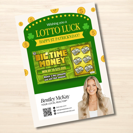 St. Patrick's Day Client Pop By | Real Estate Marketing | St. Patrick's Day Card | Lottery Pop-by | Real Estate Farming | Canva Template