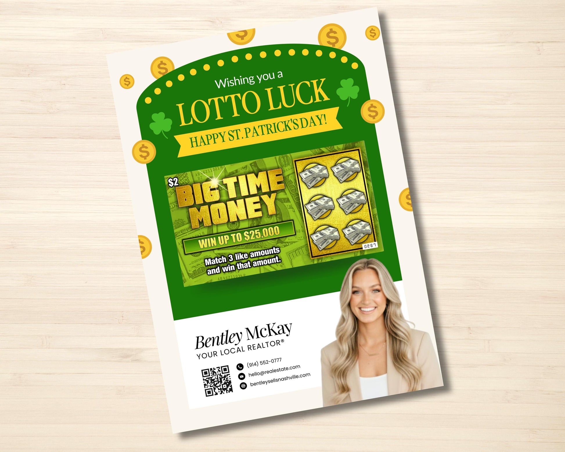 St. Patrick's Day Client Pop By | Real Estate Marketing | St. Patrick's Day Card | Lottery Pop-by | Real Estate Farming | Canva Template