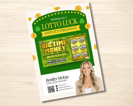 St. Patrick's Day Client Pop By | Real Estate Marketing | St. Patrick's Day Card | Lottery Pop-by | Real Estate Farming | Canva Template