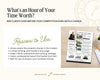 The image is a promotional graphic for real estate agents, featuring a clock, a person, and various real estate-related elements.