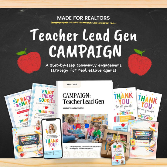 Real Estate Marketing Teacher Lead Generation Campaign | Teach Appreciation Lead Kit | Teacher Popby |Teacher Pop-By Campaign Kit | Canva