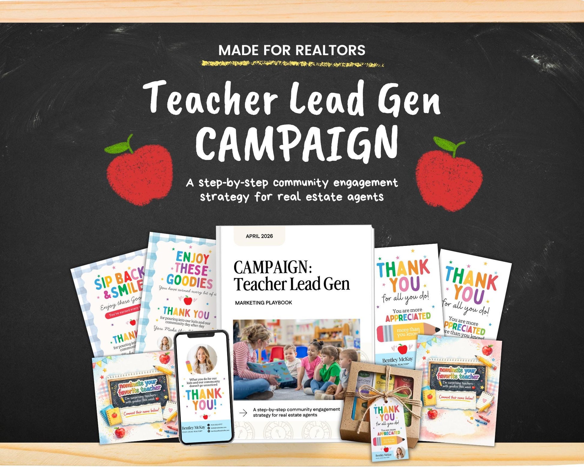 Real Estate Marketing Teacher Lead Generation Campaign | Teach Appreciation Lead Kit | Teacher Popby |Teacher Pop-By Campaign Kit | Canva