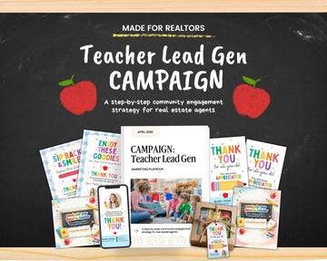 Real Estate Marketing Teacher Lead Generation Campaign | Teach Appreciation Lead Kit | Teacher Popby |Teacher Pop-By Campaign Kit | Canva