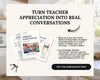 The image is an advertisement for a campaign kit that encourages teachers to turn their appreciation into real conversations. It features a book titled "Campfire Teacher Lead Engagement" and a flyer with a list of benefits for participating in the campaign.