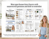 The image is a collage of open house listing books, featuring a woman standing in front of a wall with the books displayed. The books are titled "Welcome Home" and "Our Local Favorites", and they provide information about the homes for sale. The woman is smiling and appears to be posing for the photo.