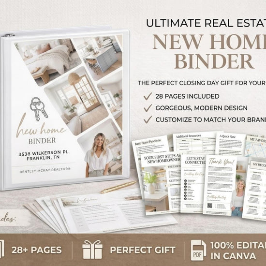 28 Page Closing Day Binder | Home Buyer Guide | Real Estate | Home Owner Packer | Realtor Marketing | New Home Owner Guide | Closing Gift