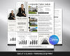 The image is a promotional flyer for a real estate company called "Comprehensive Market Analysis" that offers personalized print services. It features a woman in a business suit, along with various statistics and information about the company's services, such as market analysis, pricing, and a list of services offered.
