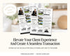 The image is an advertisement for a real estate company that highlights their marketing strategy and services. It features a collage of images showcasing different homes and a woman in a business suit, along with text providing information about the company's services and how they can help clients. The advertisement emphasizes the importance of standing out as the solution while others add to the noise, and it encourages personalization and print options for the viewer to download.