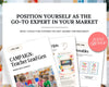The image is a promotional poster for a marketing workshop, featuring various educational materials such as a book, a brochure, and a flyer.