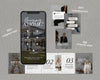 The image is a collage of various real estate-related images, including a smartphone displaying a home buying calculator, a real estate agent's social media post, and a series of posts featuring real estate agents and home listings.