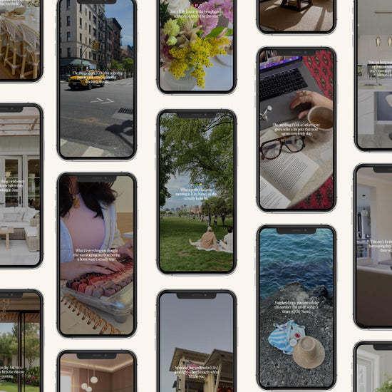 a collage of various indoor and outdoor scenes, including people, furniture, and natural elements like flowers and trees.
