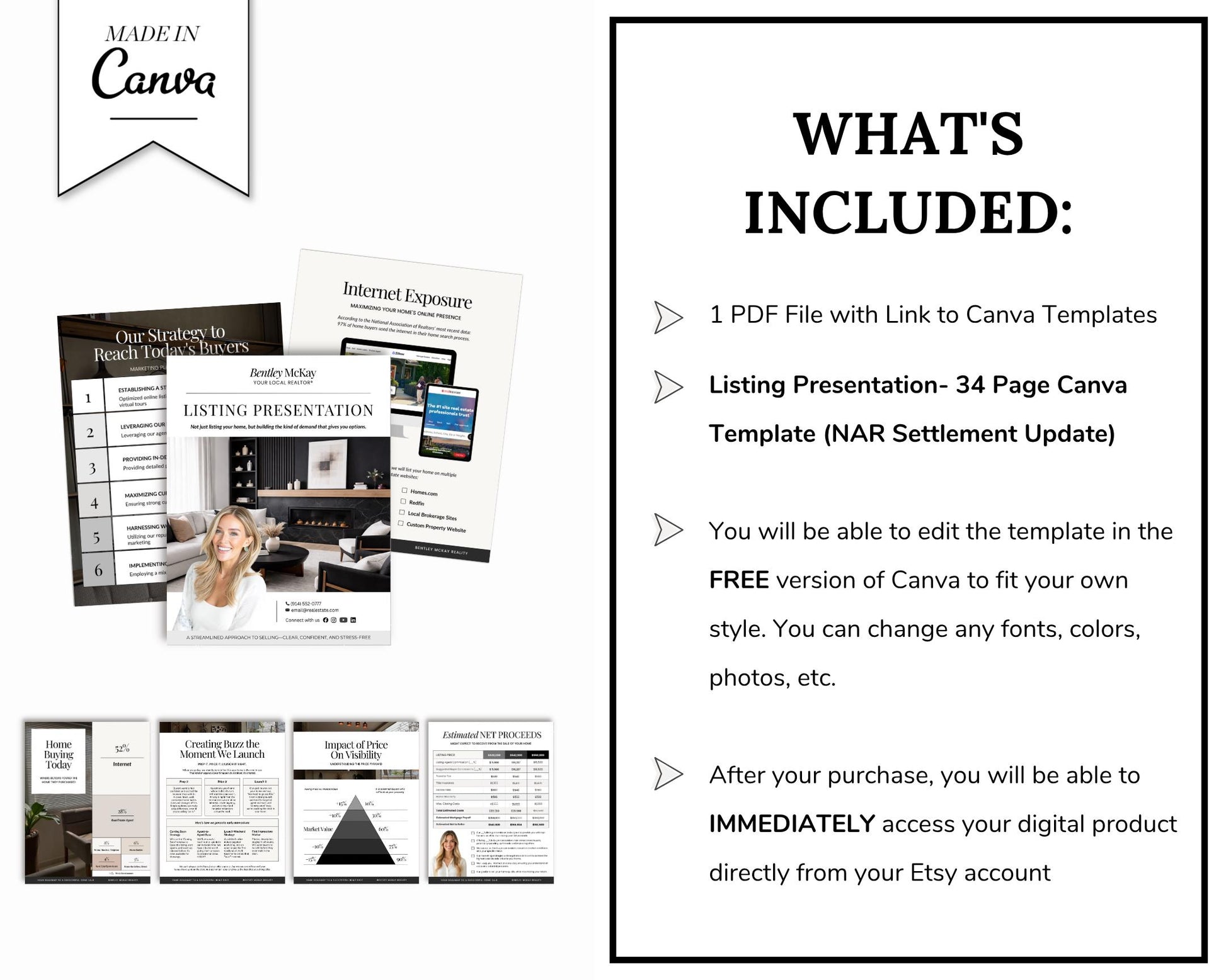 2026 Listing Presentation, NAR Settlement, Listing Consultation, Home Seller Guide, Luxury CMA, Real Estate Marketing (Canva Template)