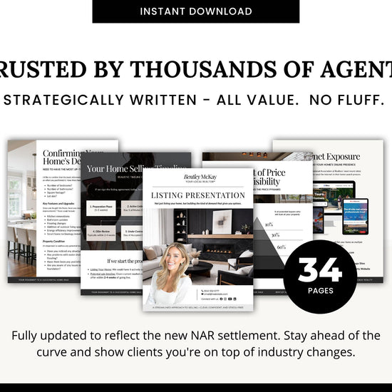 2026 Listing Presentation, NAR Settlement, Listing Consultation, Home Seller Guide, Luxury CMA, Real Estate Marketing (Canva Template)
