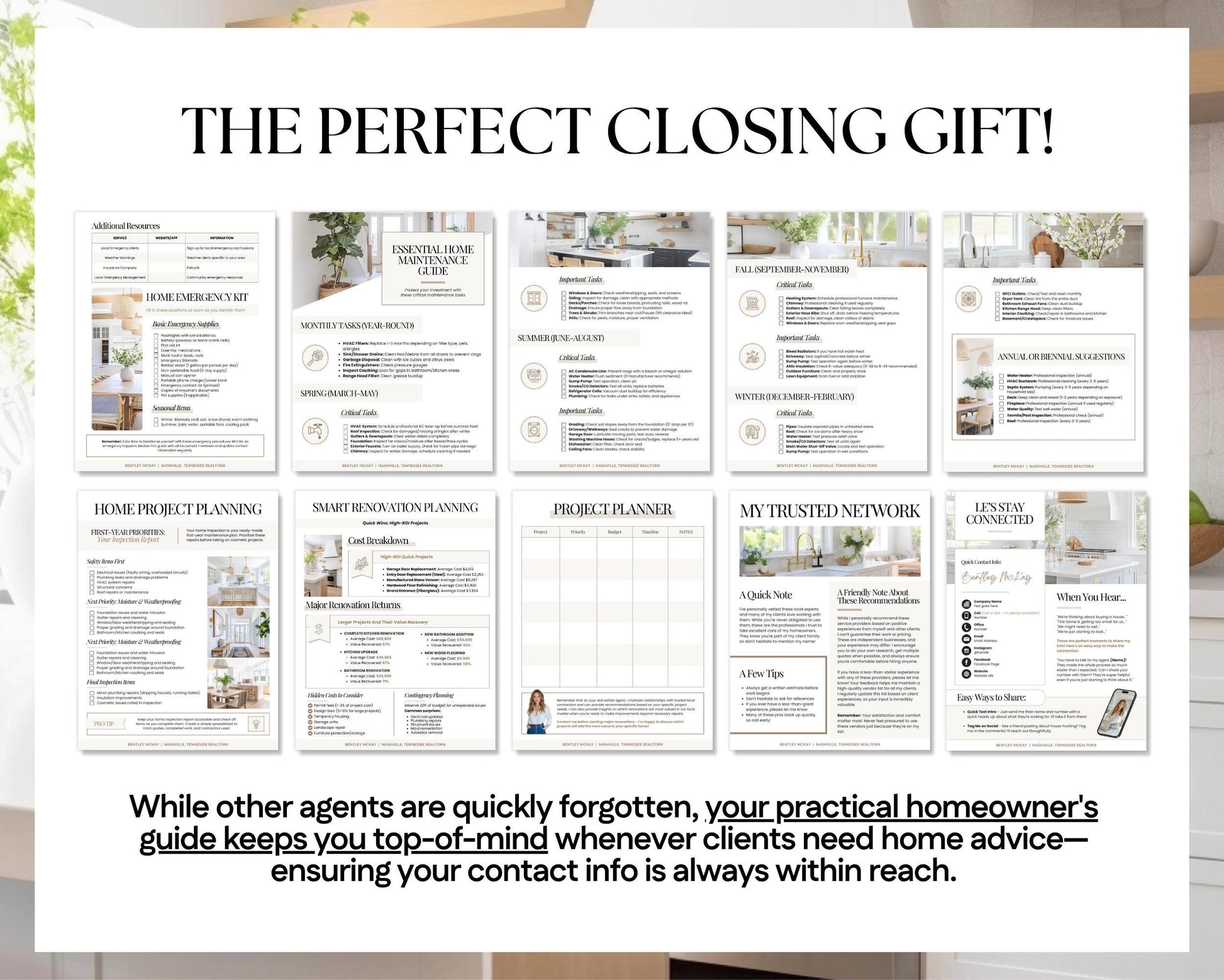 28 Page Closing Day Binder | Home Buyer Guide | Real Estate | Home Owner Packer | Realtor Marketing | New Home Owner Guide | Closing Gift