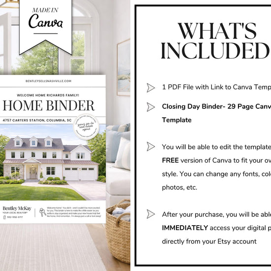 28 Page Closing Day Binder | Home Buyer Guide | Real Estate | Home Owner Packer | Realtor Marketing | New Home Owner Guide | Closing Gift