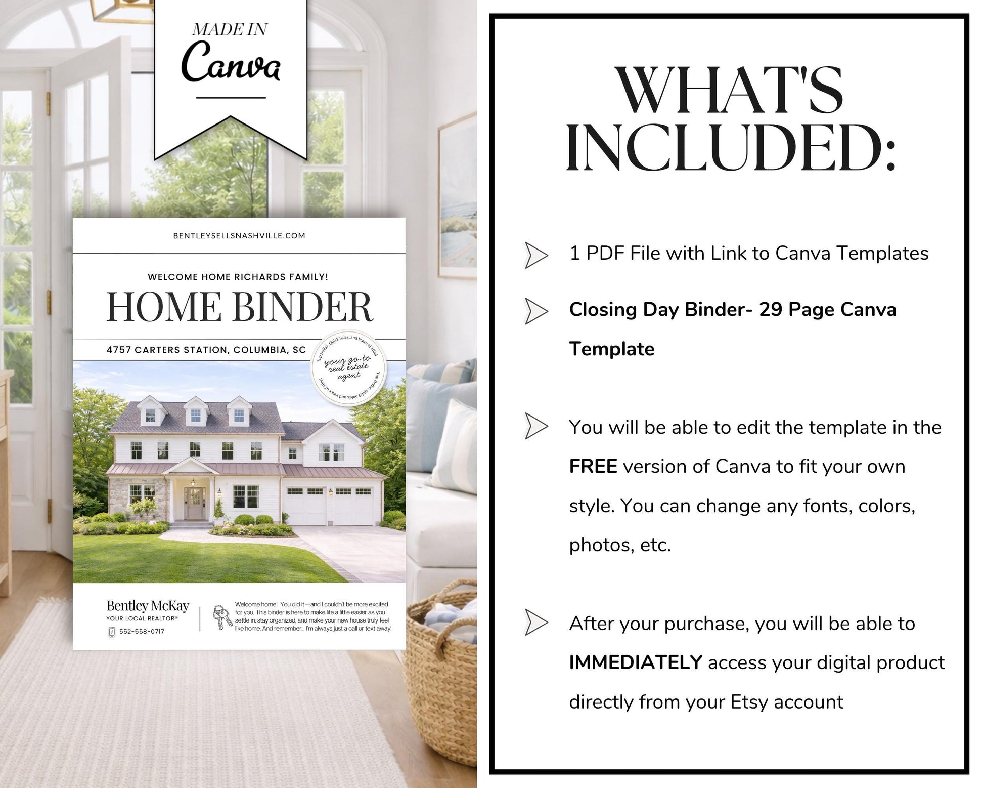 28 Page Closing Day Binder | Home Buyer Guide | Real Estate | Home Owner Packer | Realtor Marketing | New Home Owner Guide | Closing Gift