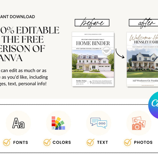 28 Page Closing Day Binder | Home Buyer Guide | Real Estate | Home Owner Packer | Realtor Marketing | New Home Owner Guide | Closing Gift