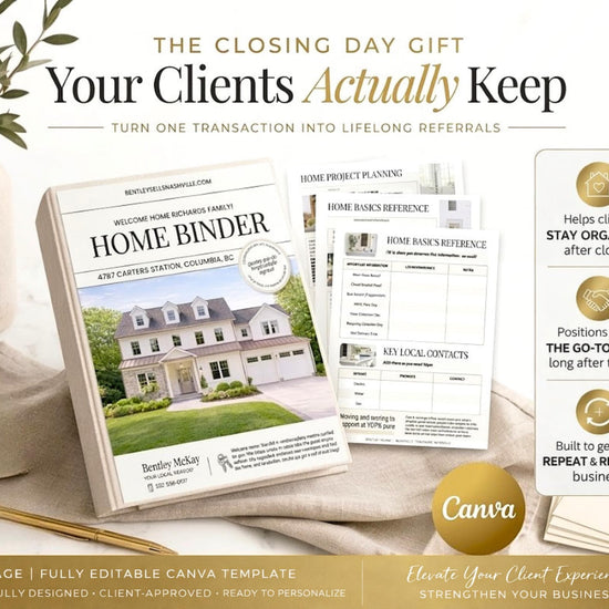 28 Page Closing Day Binder | Home Buyer Guide | Real Estate | Home Owner Packer | Realtor Marketing | New Home Owner Guide | Closing Gift