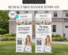 two retractable banner templates for real estate marketing, with a focus on the "The Partner You've Been Looking For" and "The Agent You Can Trust". The banners display images of a smiling woman and a house, along with text promoting the services of Bentley McKay, a real estate agent.