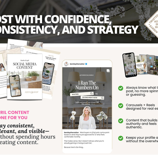 April 2026 Real Estate Social Media Canva Templates, Realtor Marketing Canva Instagram & Facebook Posts Reels Content Bundle, Spring, Luxury