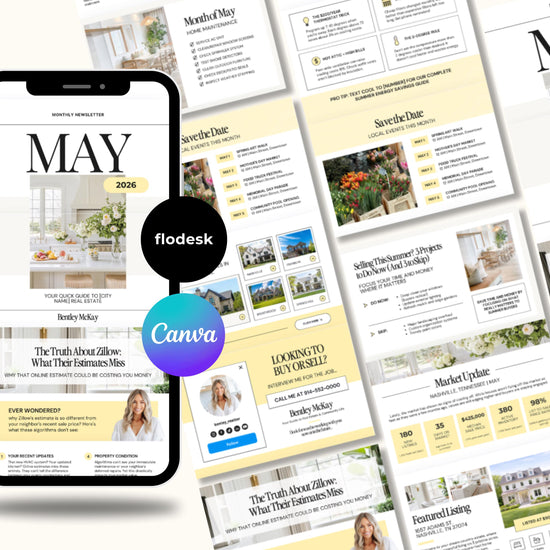 The image is a collage of various real estate-related images, including property listings, interior design, and landscaping. The collage is spread across multiple pages, showcasing different aspects of the real estate industry.