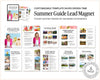The image is a collage of various summer-themed brochures and guides, including a "Summer Guide Lead Magnet" and a "Summer Guide Lead Magnet" with a "Don't Miss These Outdoor Moments" theme.