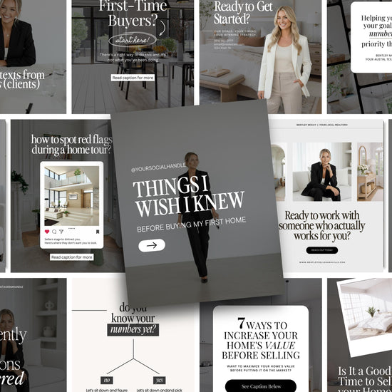 a collage of images with a woman in a black suit