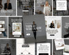 a collage of images with a woman in a black suit