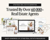 The image is an advertisement for a real estate marketing service, featuring a laptop displaying a presentation slide, brochures, and other real estate-related materials.