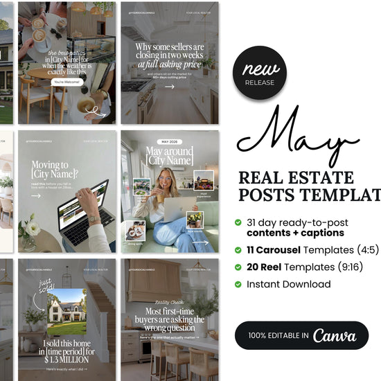 a collection of real estate-related posts and posts, including a collage of images showcasing various aspects of real estate, such as homes, interior design, and lifestyle elements.