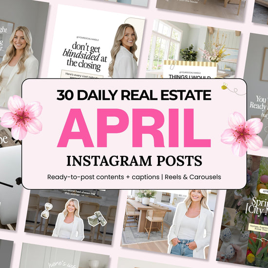 April 2026 Real Estate Social Media Canva Templates, Realtor Marketing Canva Instagram & Facebook Posts Reels Content Bundle, Spring, Luxury