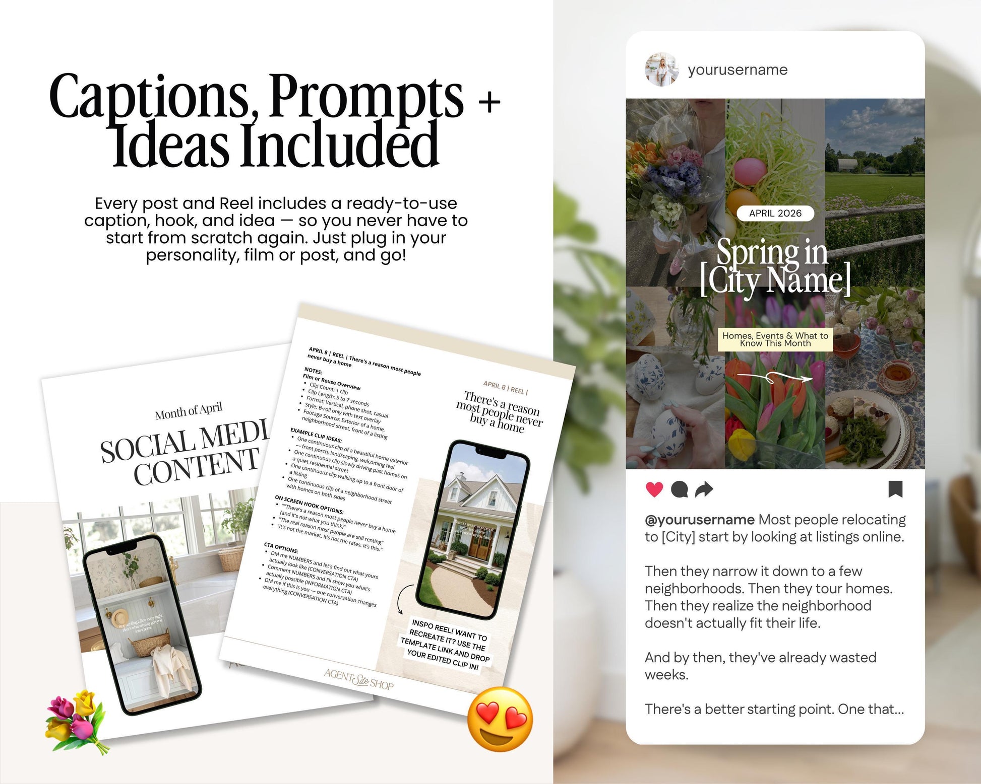 April 2026 Real Estate Social Media Canva Templates, Realtor Marketing Canva Instagram & Facebook Posts Reels Content Bundle, Spring, Luxury