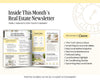 The image is a promotional material for a real estate newsletter, featuring a layout with various sections and images related to the content of the newsletter.
