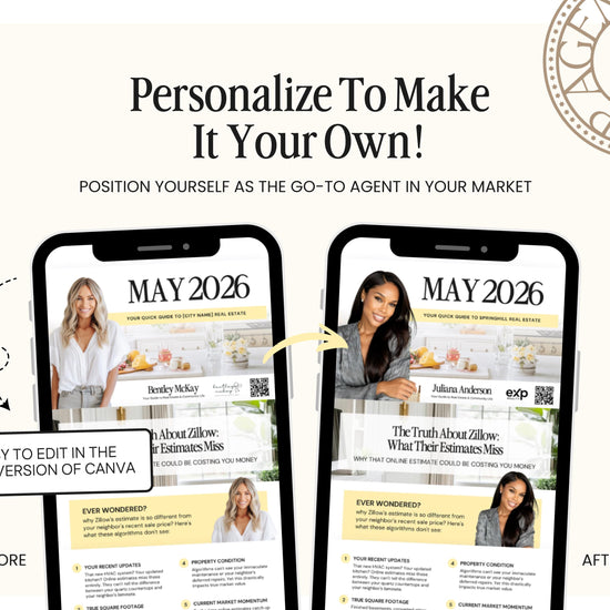 The image is a promotional image for a real estate website, featuring two smartphones displaying the website's content. The text on the image suggests that the website is personalized to make it more appealing and user-friendly.