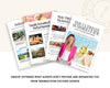The image is a collage of four different brochures or guides, each with a different title and content, promoting the "Ultimate Summer Guide". The collage includes images of various summer activities and destinations, along with a woman posing in a pink jacket. The text at the bottom of the image states that the "Ultimate Summer Guide" offers unique features and separates you from transaction-focused agents.