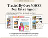 The image is an advertisement for a real estate agent service, featuring various brochures and a magazine titled "The Ultimate Summer Guide".