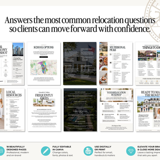 Real Estate Relocation Guide | Buyer Welcome Guide | Canva Template