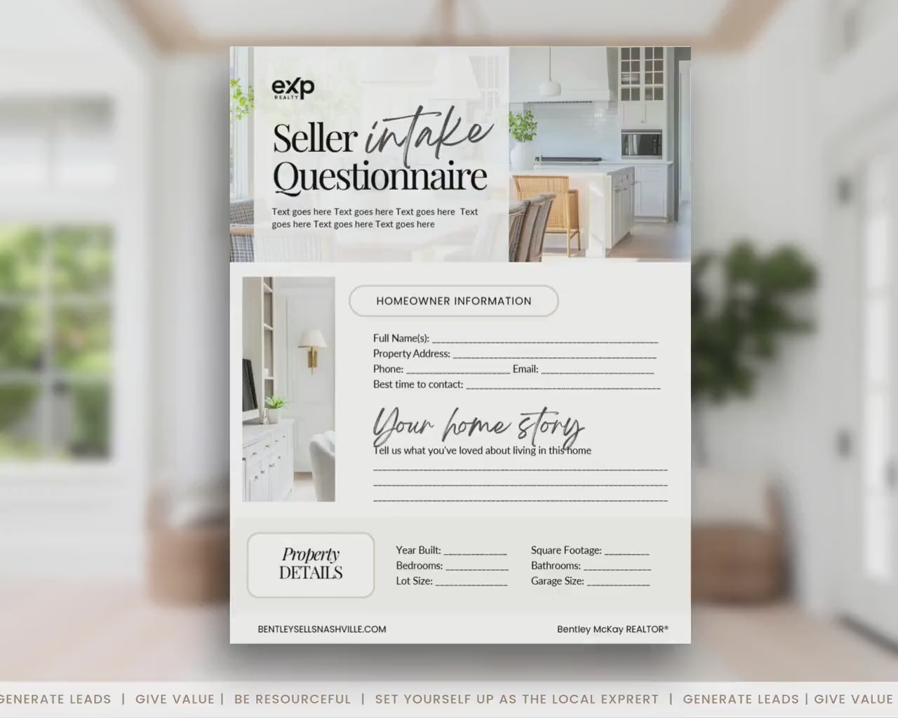 Seller Intake Questionnaire | Real Estate Listing Form | Editable Canva Template | Realtor Client Onboarding | Digital Download | Canva
