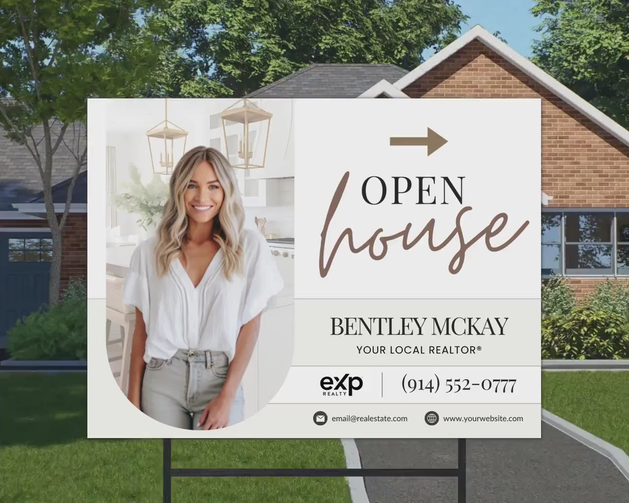 Open House Sign Template | For Sale Yard Sign | Customizable For Sale Signage | Open House Directional | Real Estate Yard Horizontal Sign