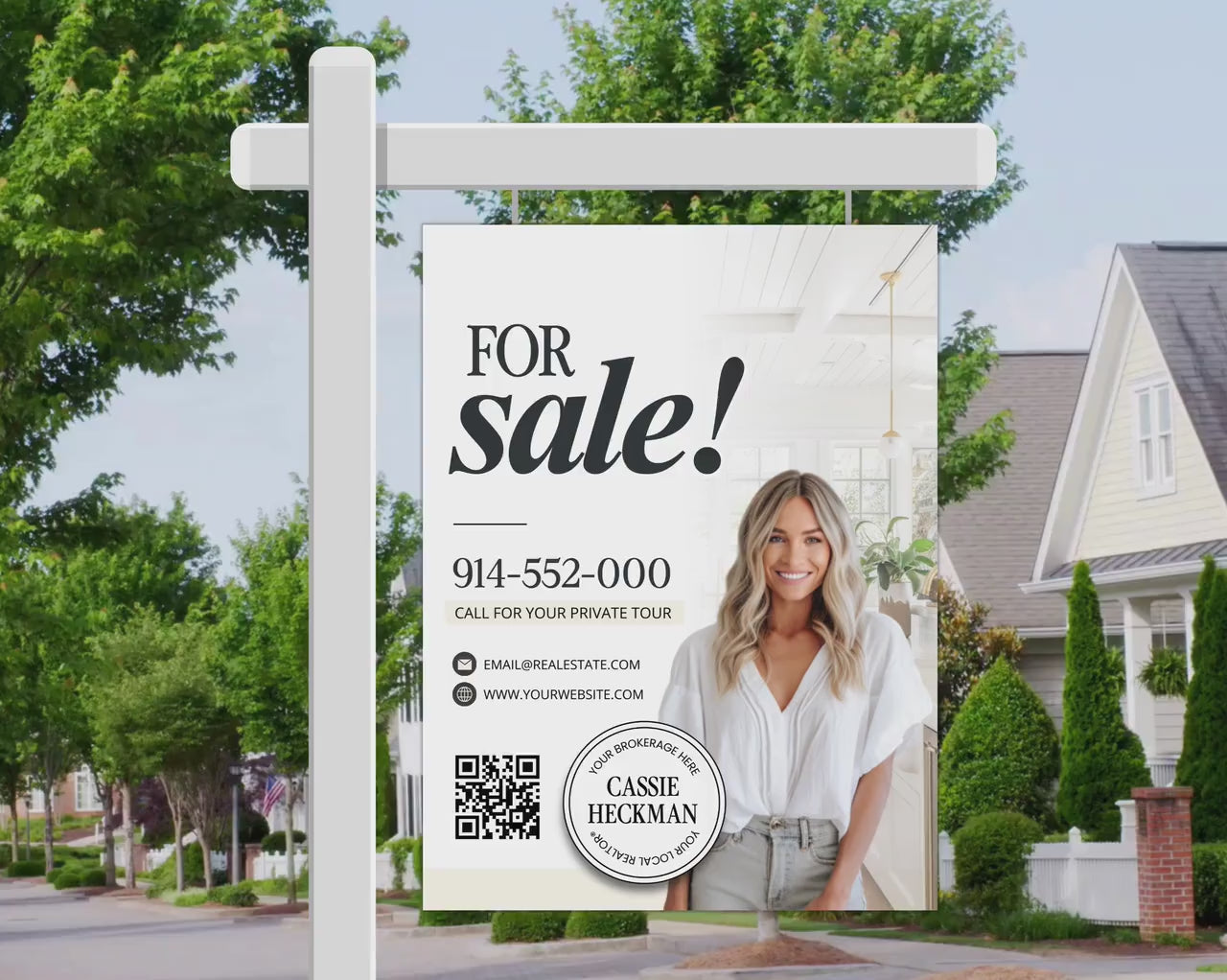 Real Estate Yard Sign Template | For Sale Sign | Property Sign | Modern For Sale Sign | Real Estate Sold Sign | Canva For Sale | Sign Rider