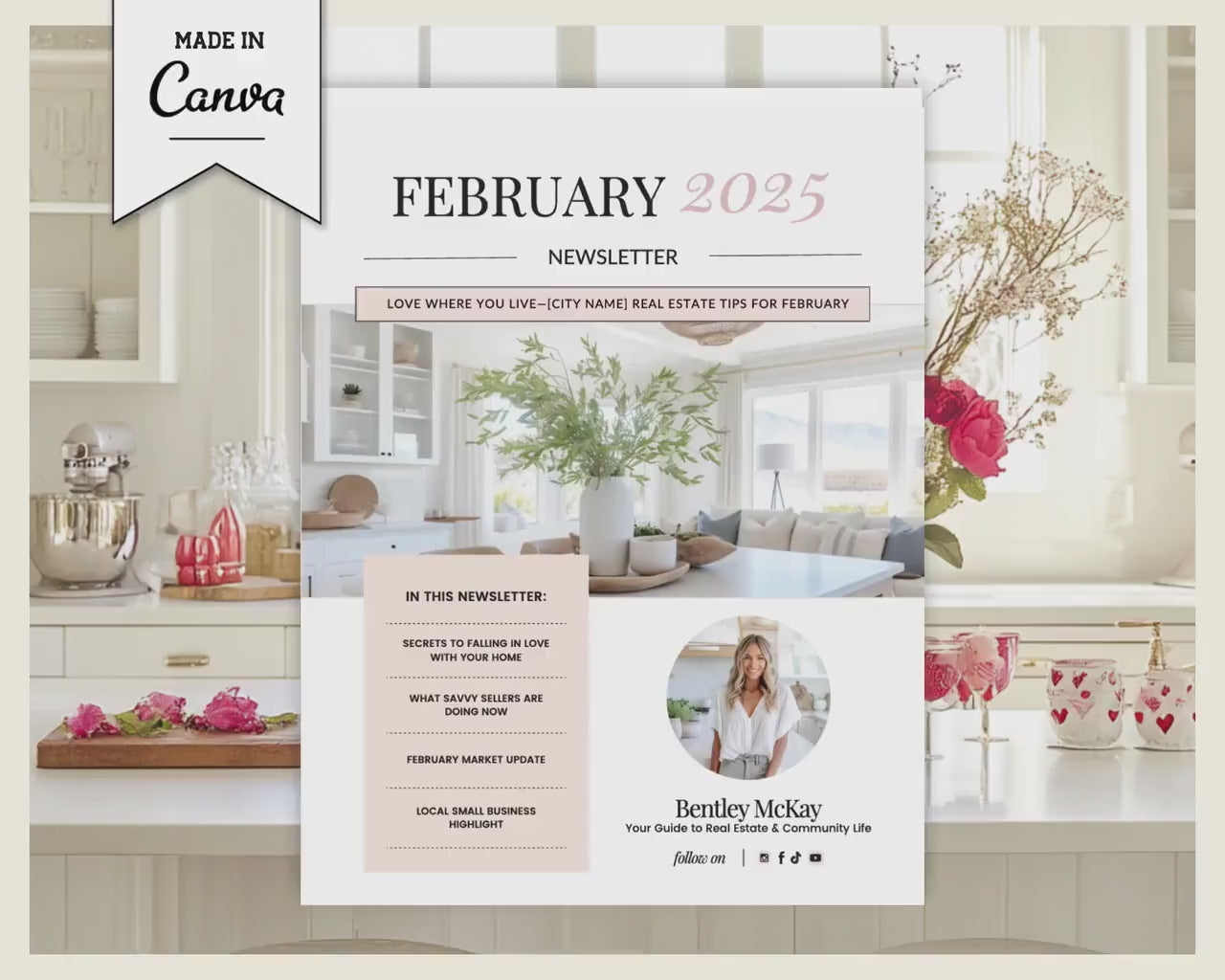 February Real Estate Newsletter | Real Estate Marketing | Real Estate Newsletter | Email Marketing | Canva Template| Printable | Valentine's