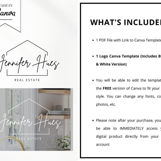 Real Estate Logo | Pre-Made Real Estate Logo | Canva Template | Editable Logo for Real Estate | Real Estate Branding | Home Stage | Vol 1