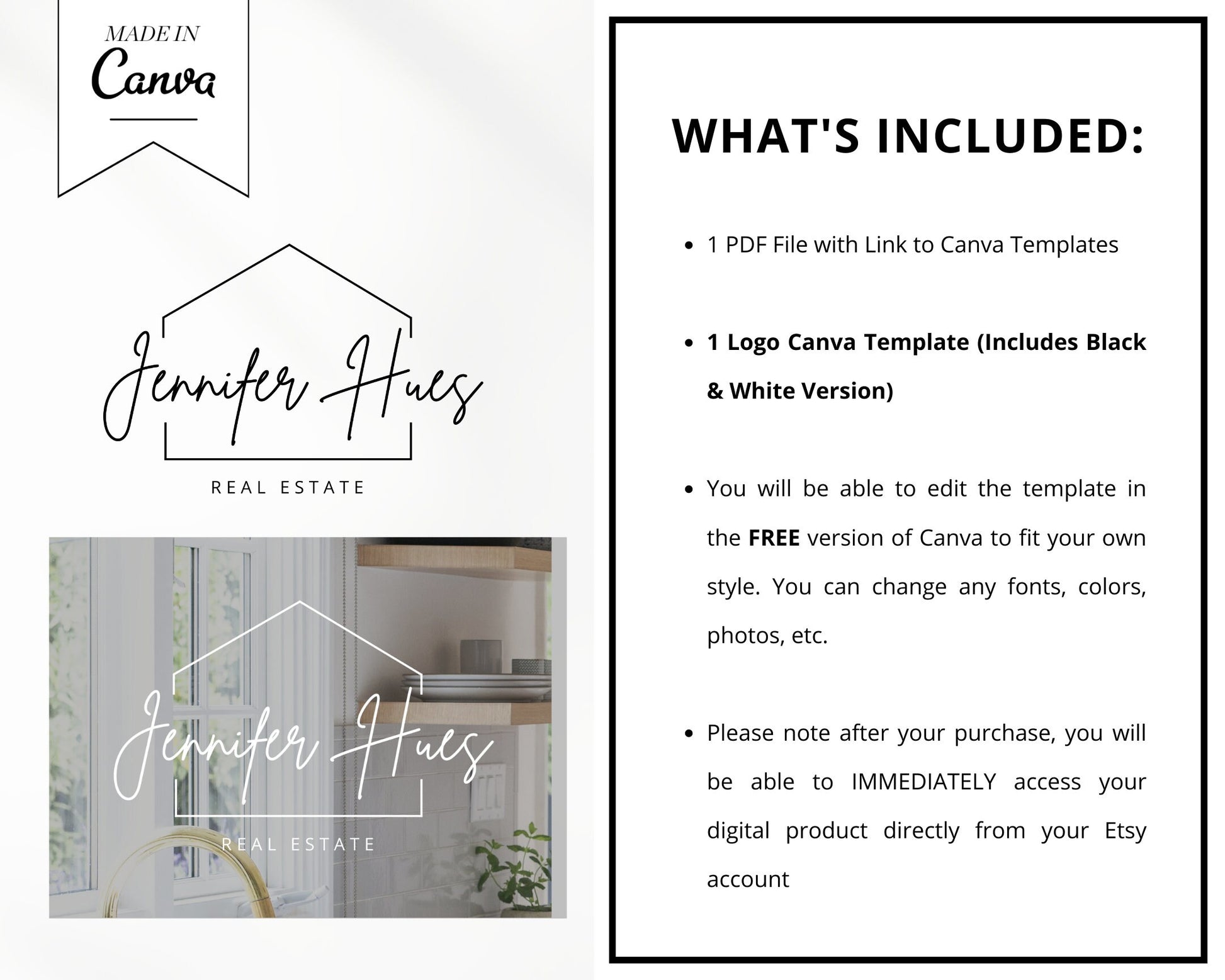 Real Estate Logo | Pre-Made Real Estate Logo | Canva Template | Editable Logo for Real Estate | Real Estate Branding | Home Stage | Vol 1