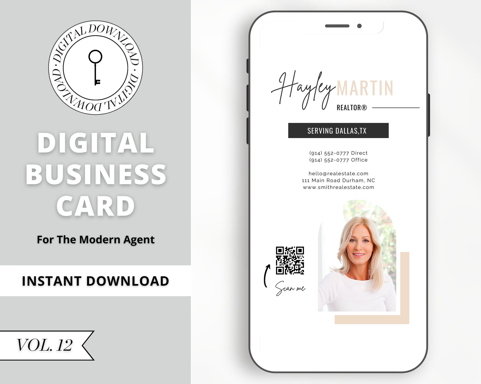 Digital Business Card Canva Template | Business Card | Real Estate Marketing | Modern Business Card | Entrepreneur | Photographer| Vol 12