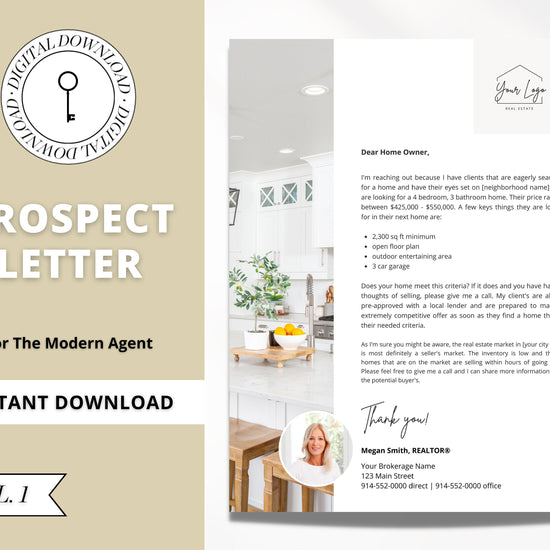 Real Estate Agent Prospecting Letter | Neighborhood Farming | Editable Canva | Realtor Marketing | Modern Agent Referral Flyer | Vol 1