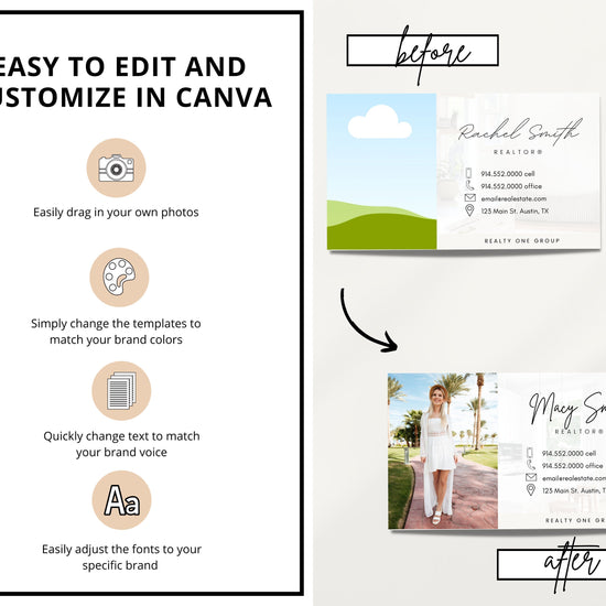 Real Estate Business Card Canva Template | Two-Sided | Real Estate Business Card | Entrepreneur | Interior Designer | Photographer | Vol 4