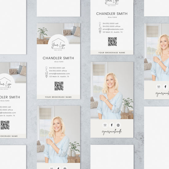 Vertical Business Card Canva Template | Two-Sided |Real Estate Agent Business Card | Entrepreneur | Interior Designer | Photographer | Vol 2
