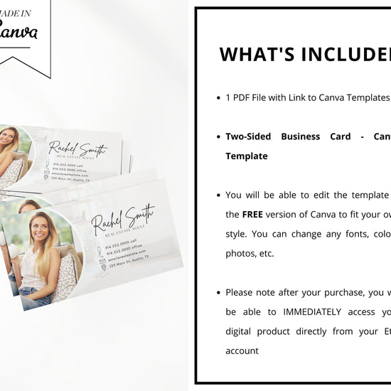 Real Estate Business Card Canva Template | Two-Sided | Real Estate Business Card | Entrepreneur | Interior Designer | Photographer | Vol 10