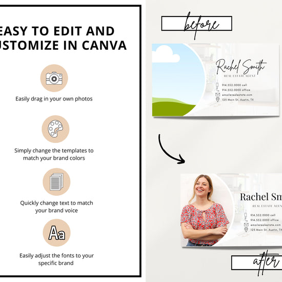Real Estate Business Card Canva Template | Two-Sided | Real Estate Business Card | Entrepreneur | Interior Designer | Photographer | Vol 10